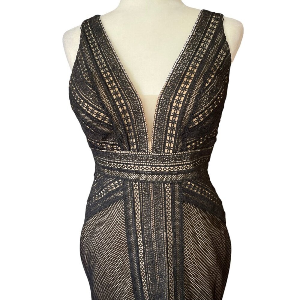 Alyce Black Lace Formal Prom Gown SZ 8 Goth Regency Long Train - Picture 9 of 14